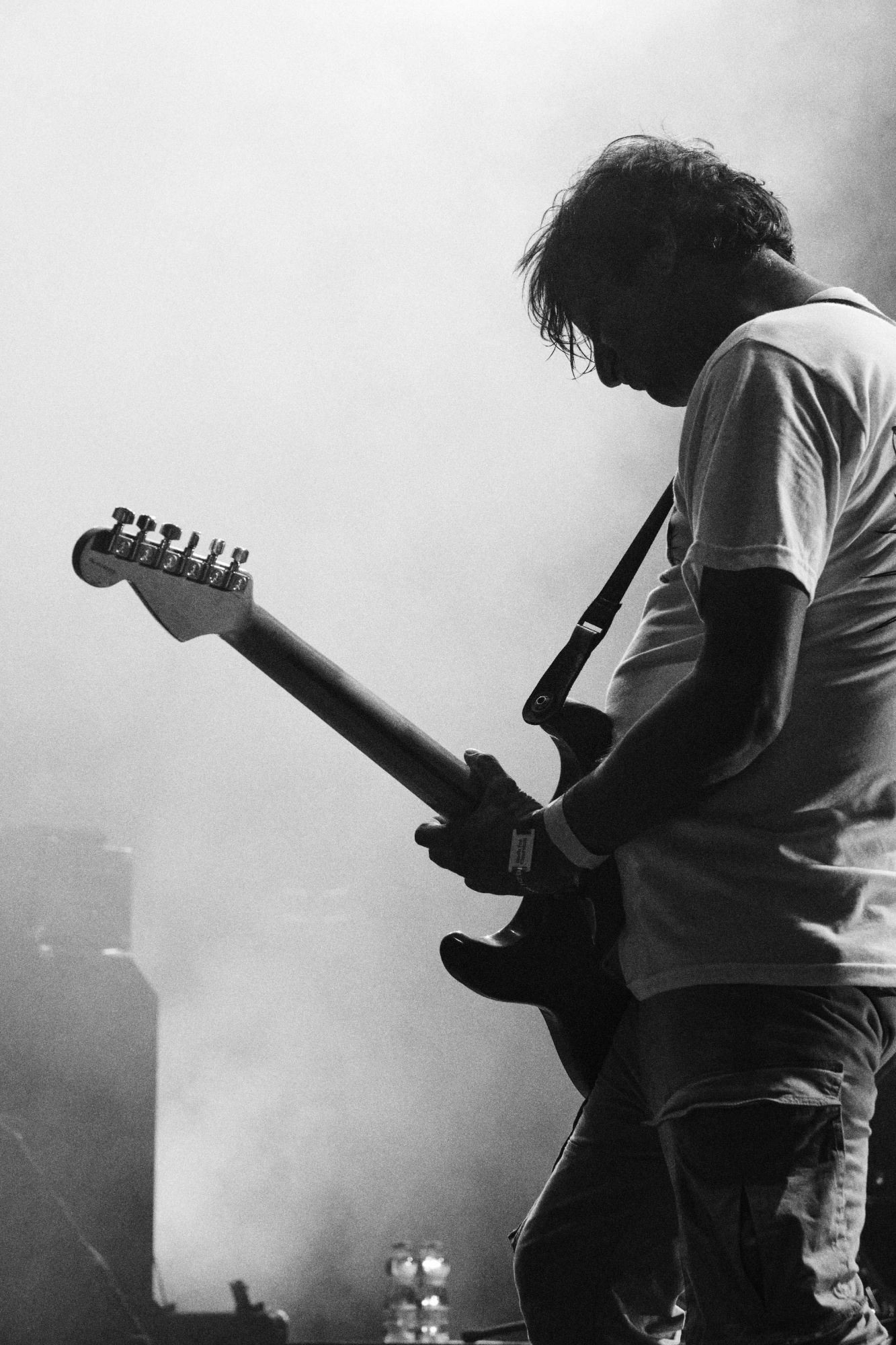 Black and white photo of Asian dub Foundation performing at Rock for Churchill
