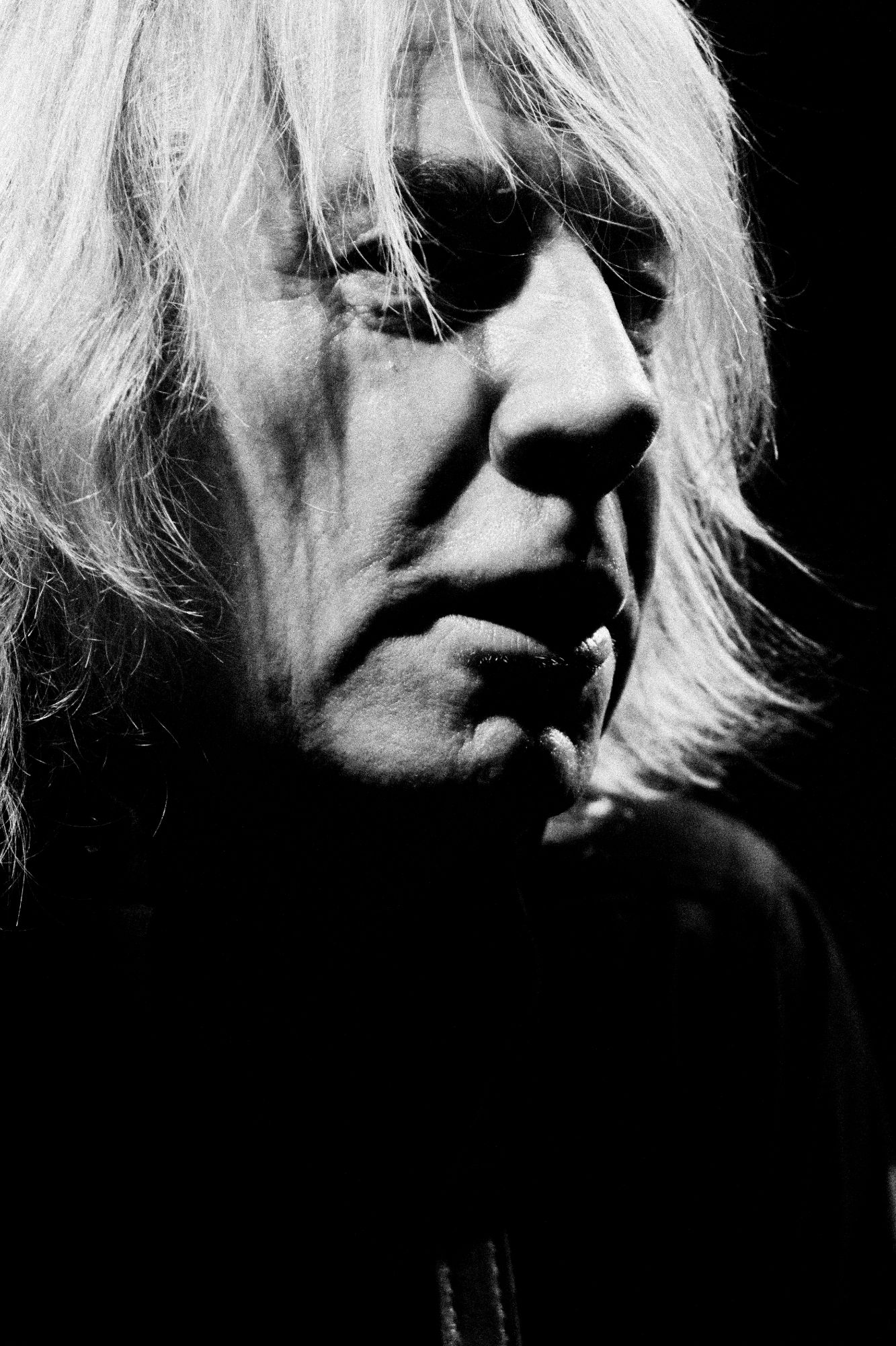 Black and white photo of Status Quo performing live in Olomouc Czech republic