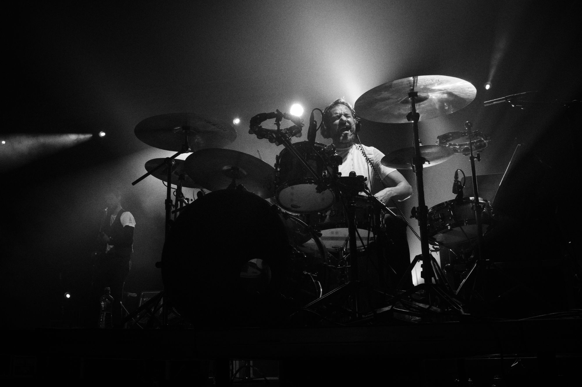 Black and white photo of Tat Bojs performing at Veseli nad Moravou