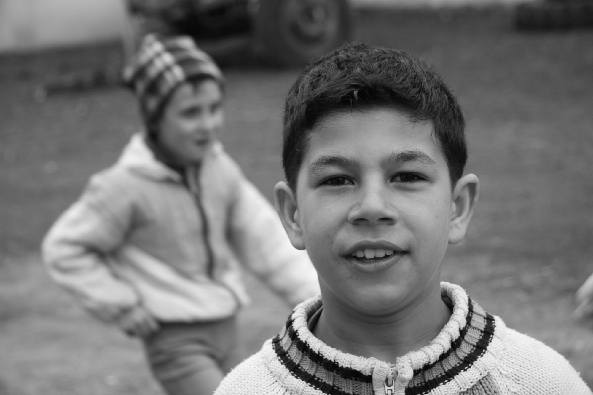 Black and white photo from the streets of Romanian villages